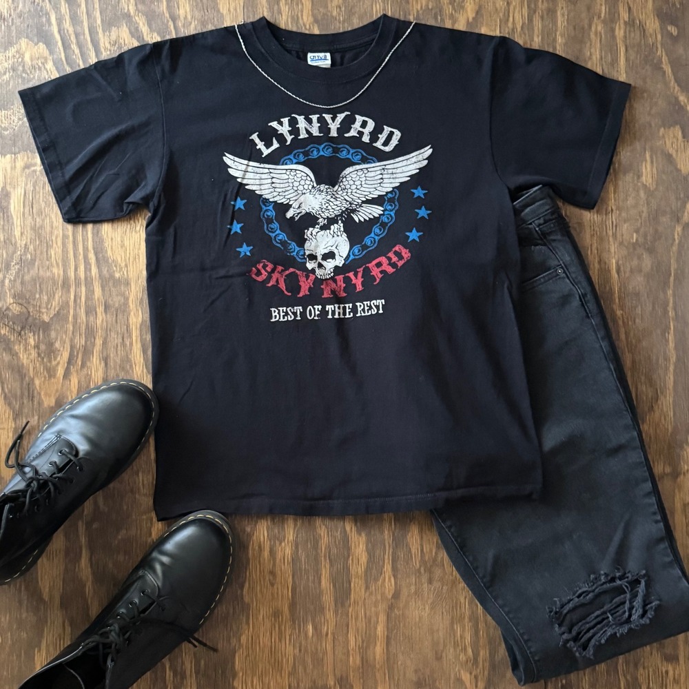 Lynyrd Skynyrd 2013 40th Anniversary Tour Shirt Medium Anvil Black Band Tee